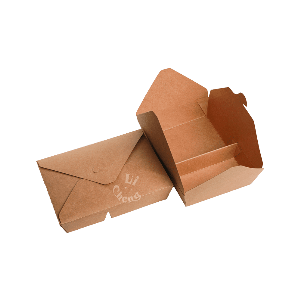 牛皮紙方形餐盒二分格