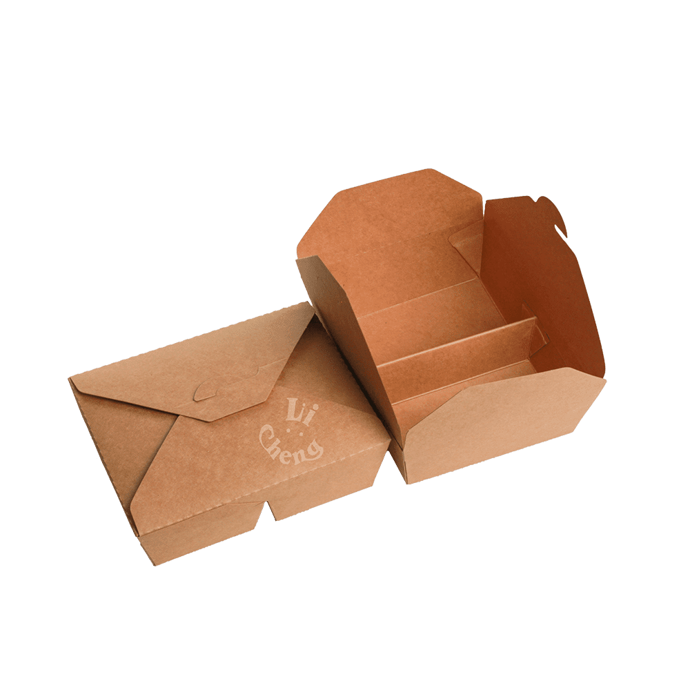 牛皮紙方形餐盒二分格