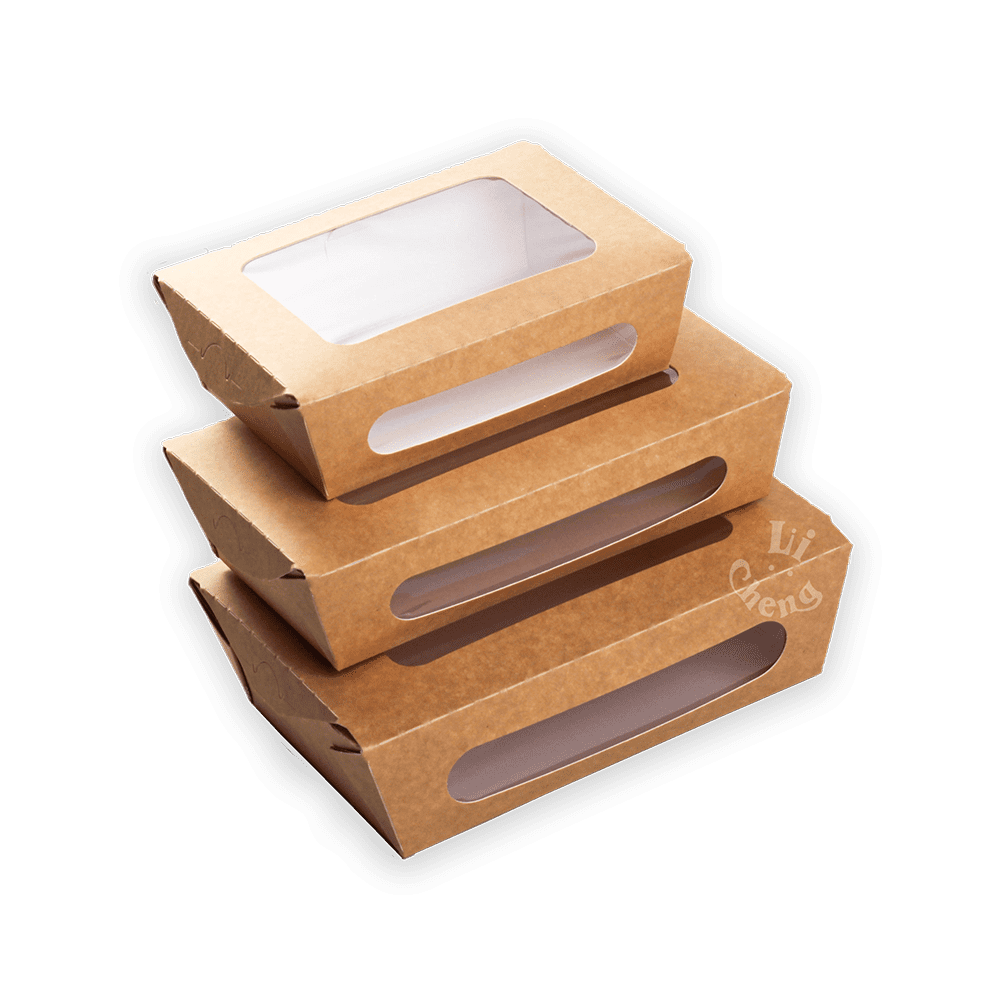 牛卡紙開窗沙拉盒